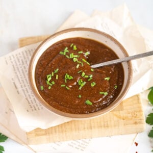 Jerk BBQ sauce in a bowl.