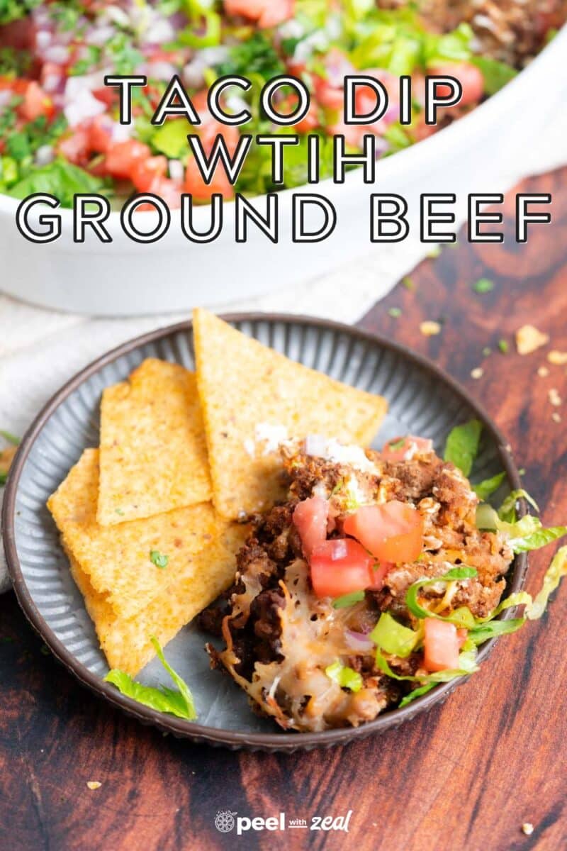 Taco dip with chips.