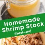 Homemade shrimp stock.