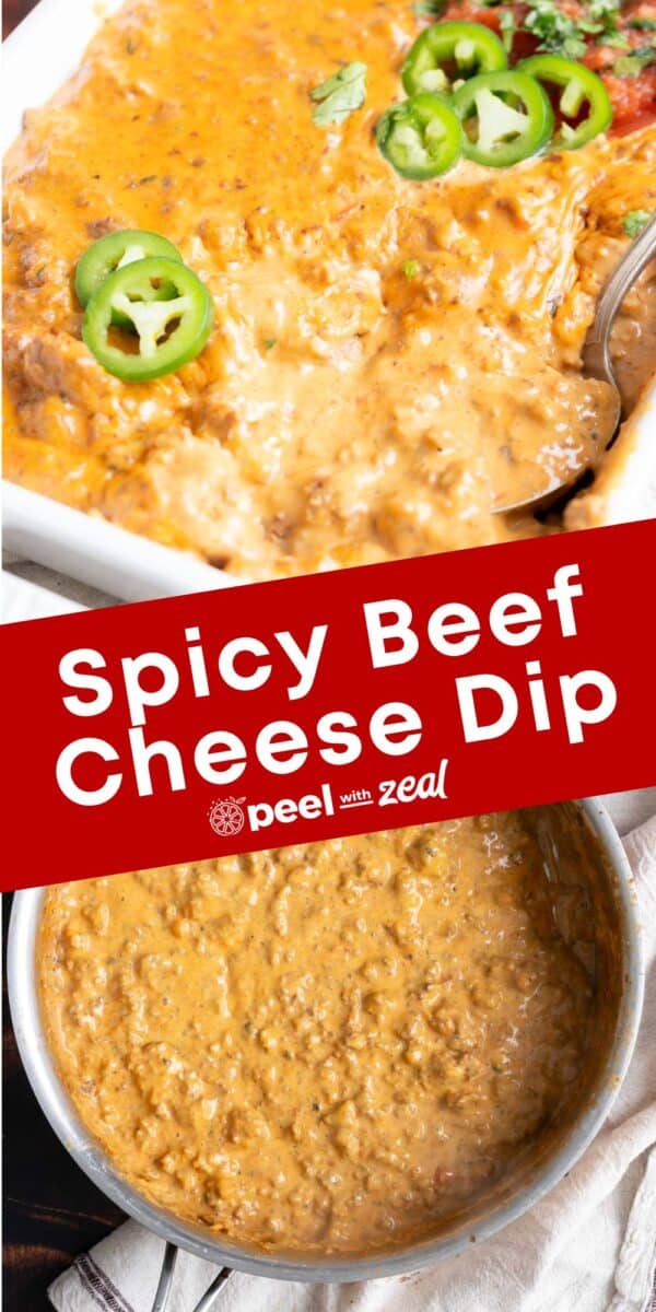 Cheese dip with beef.