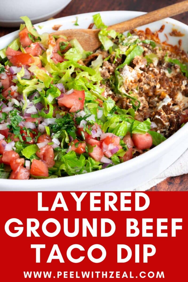 Mexican layered beef taco dip.