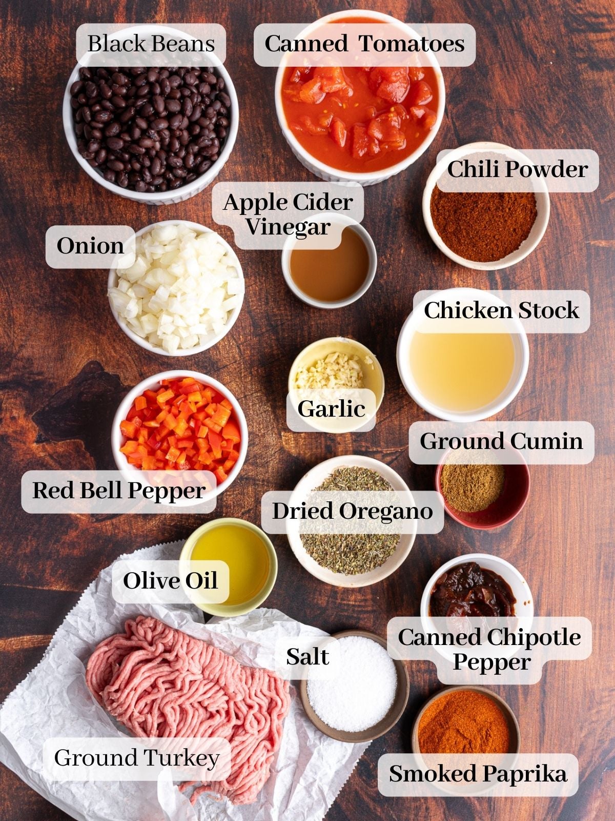 Recipe ingredients on a counter.