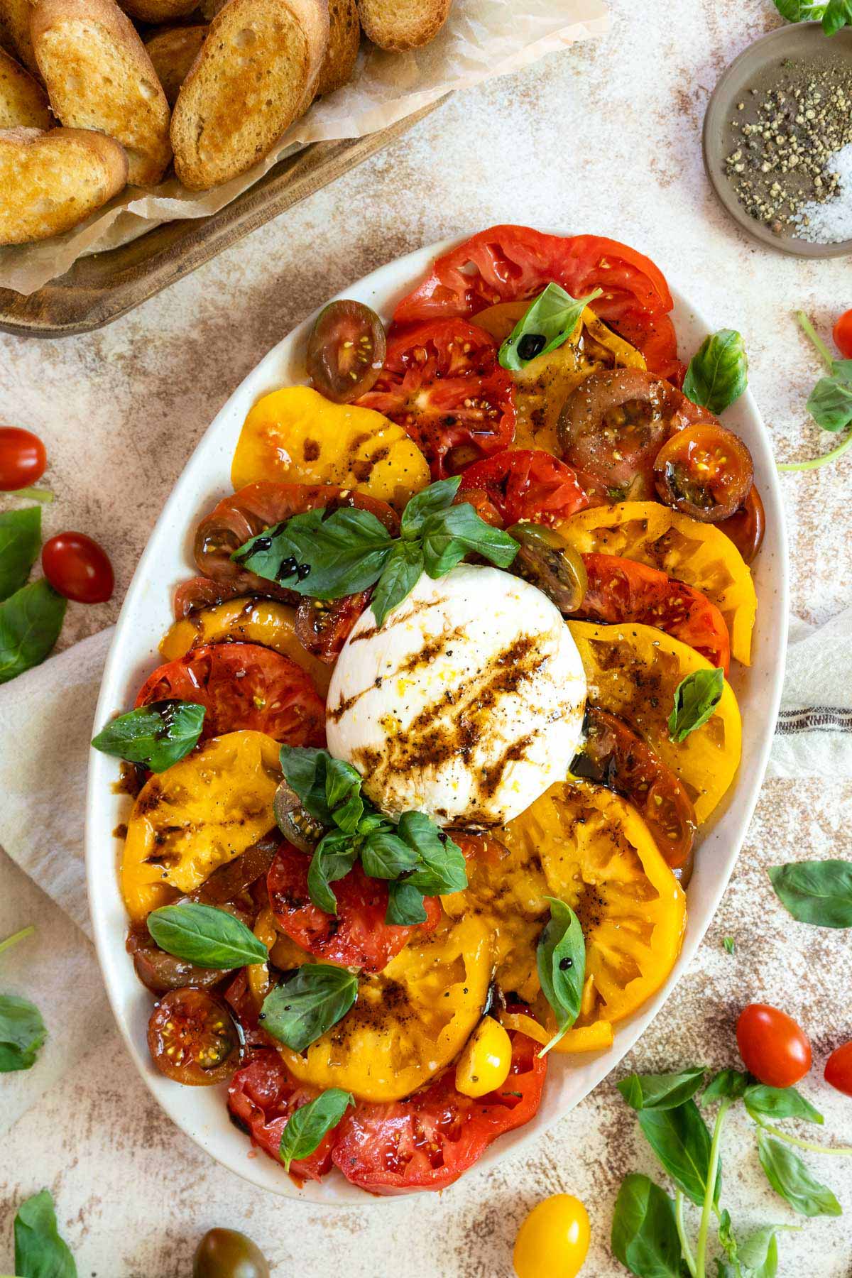 Burrata with tomatoes and balsamic.