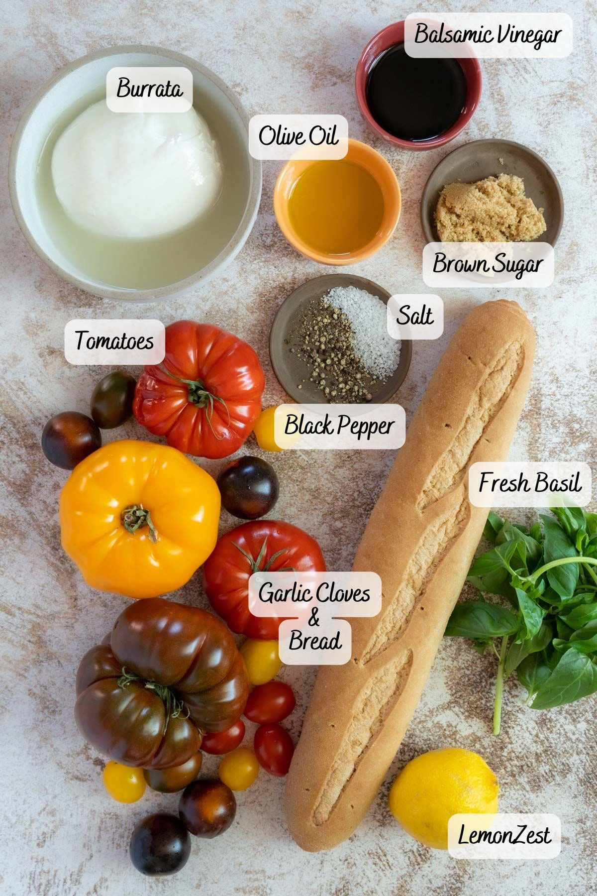 Recipe ingredients on a counter.