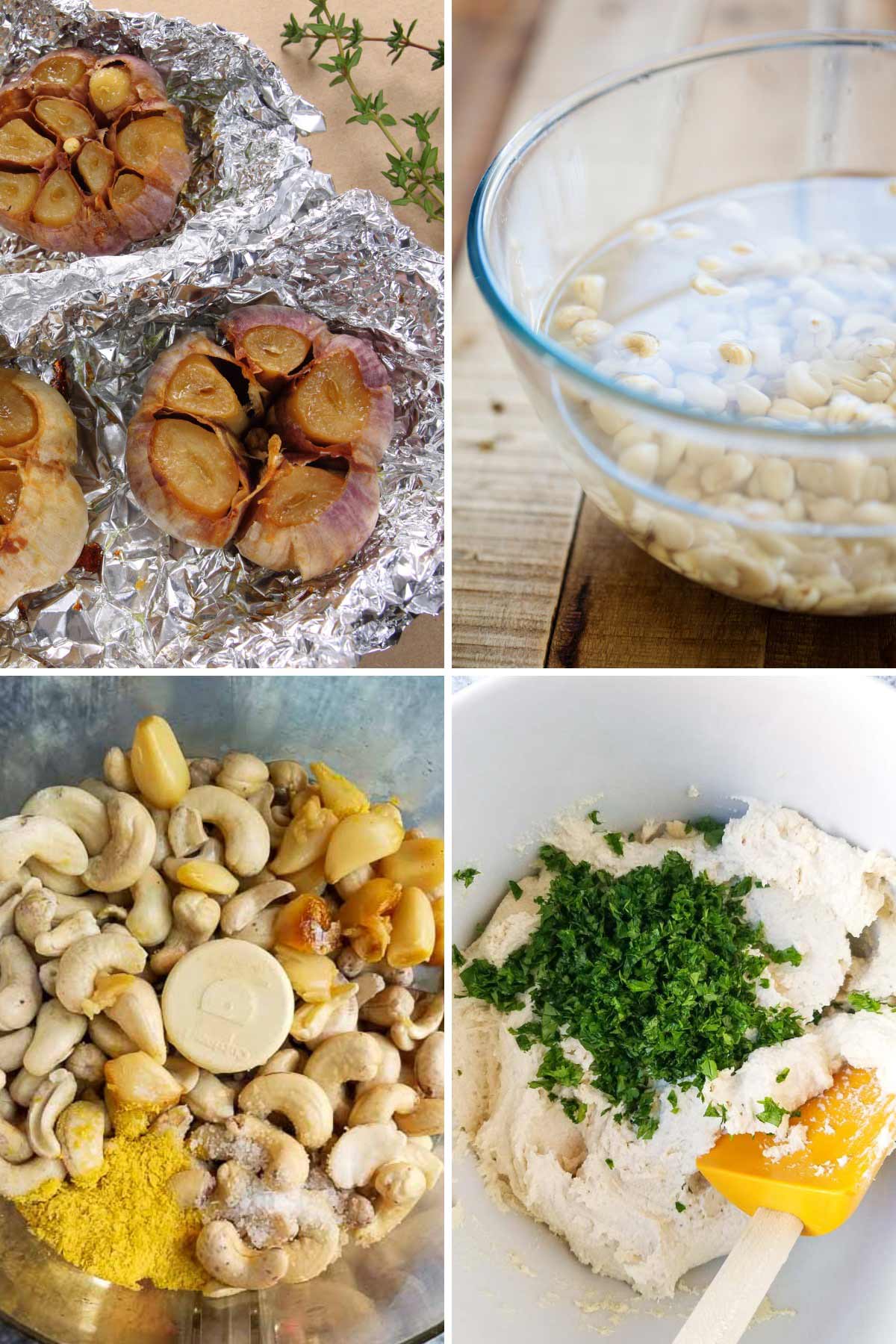 Steps for making cashew cream cheese.