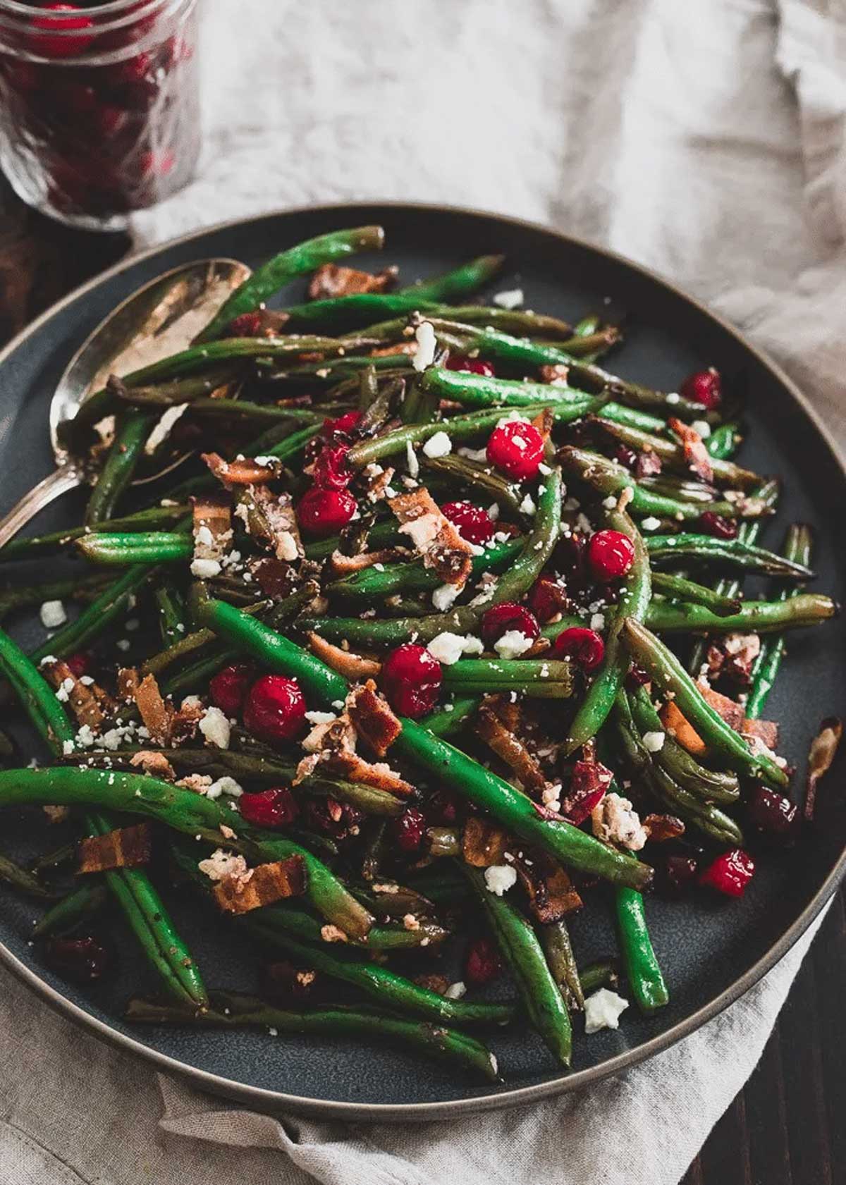 Green beans with cranberries.