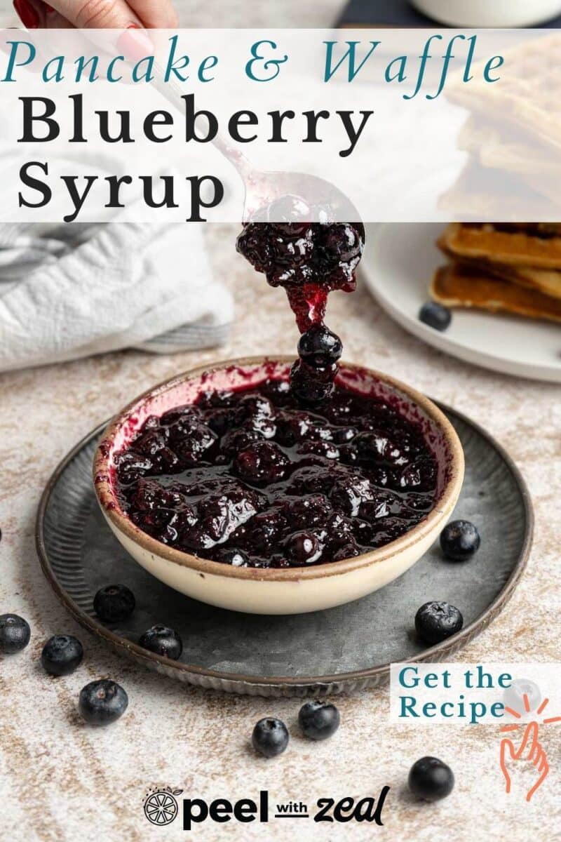 Blueberry syrup in a bowl.