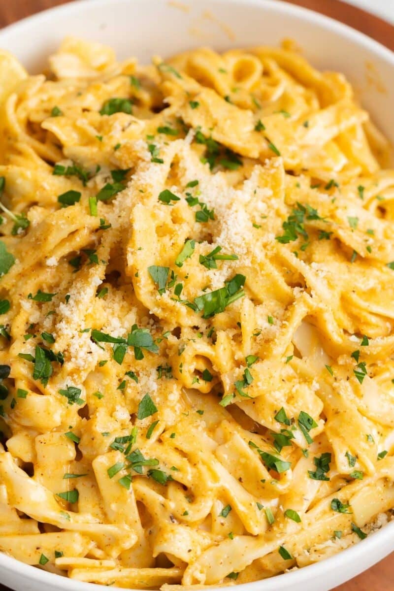 Homemade pasta with Cajun alfredo sauce.