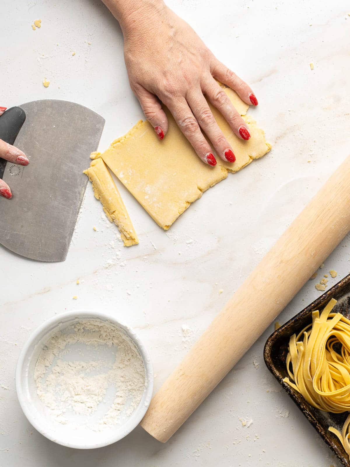 Pasta dough on top of the countertop.