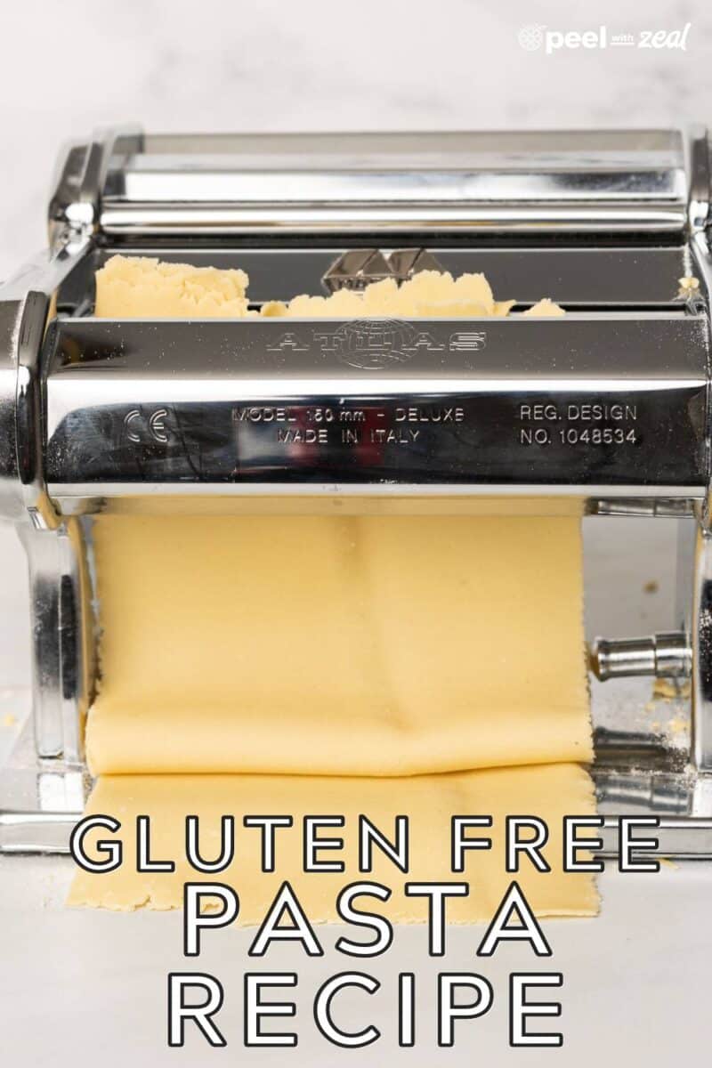 Pasta dough in the pasta machine.