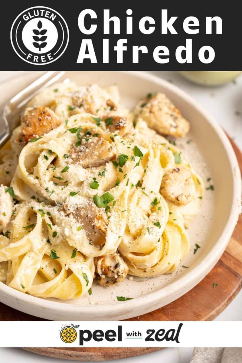 Gluten-free chicken alfredo pasta recipe.