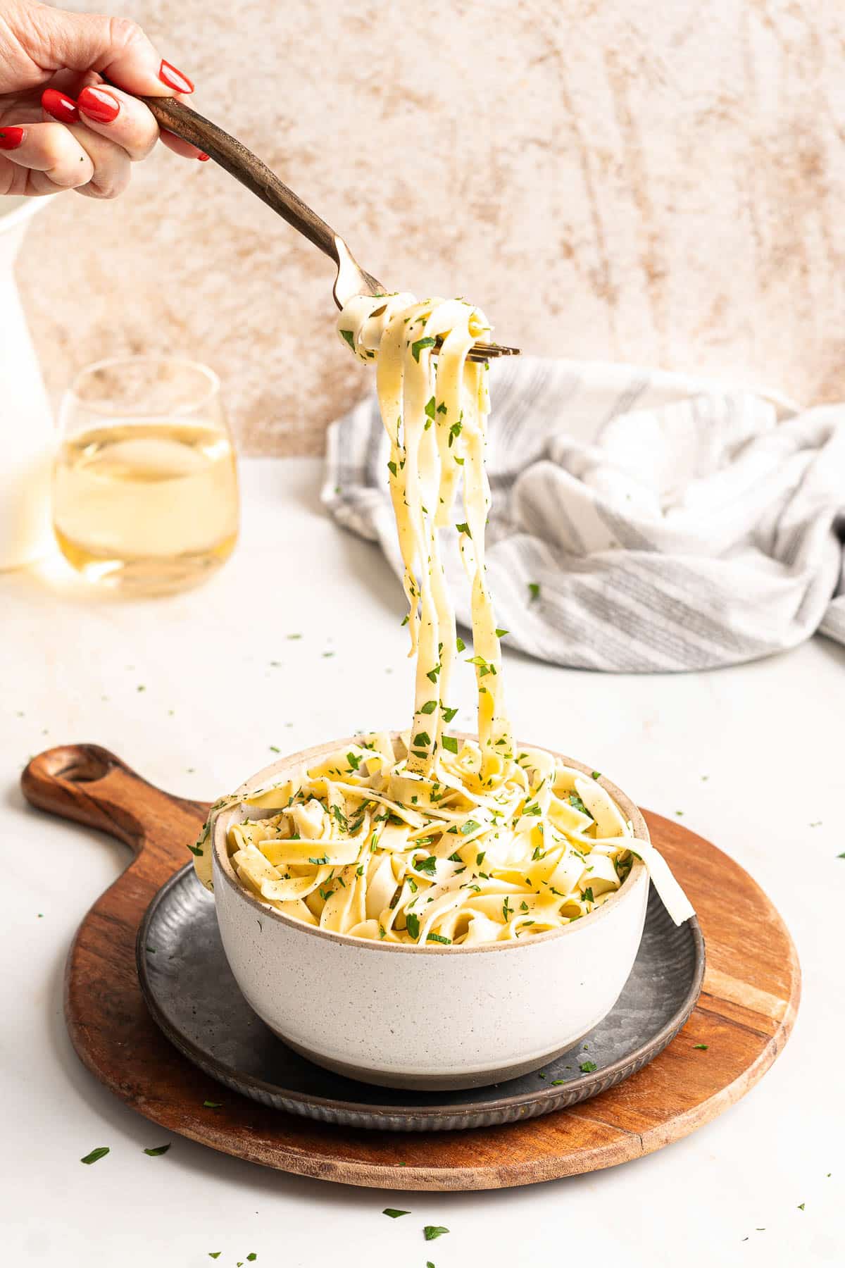 Gluten-free pasta in a bowl.