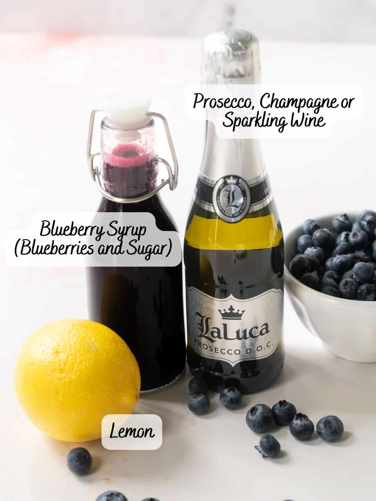 Cocktail recipe ingredients on a counter.