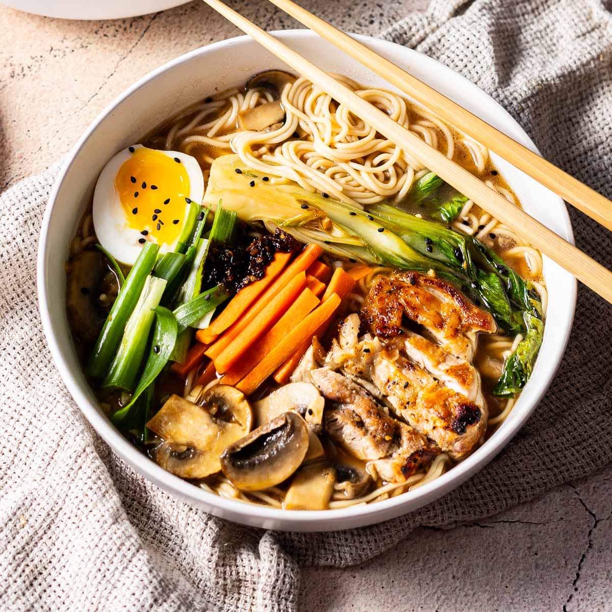 Ramen in a bowl.