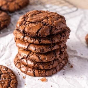 Close up shot of chocolate brownie cookies place on the table.