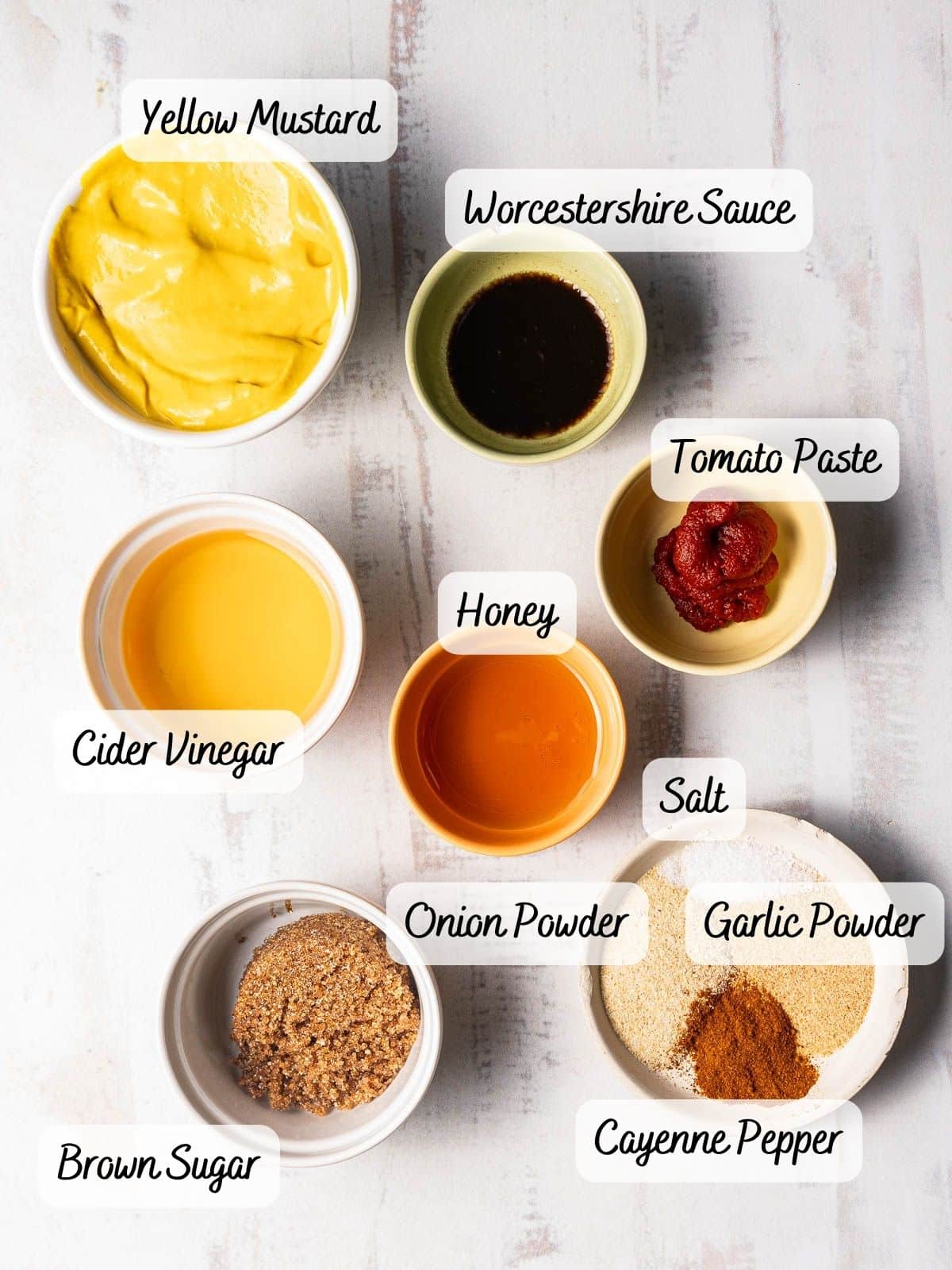 Carolina barbeque sauce ingredients displayed on the countertop.