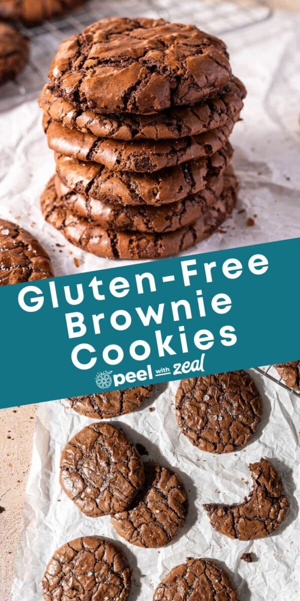 Stack of chocolate brownie cookies on the table.