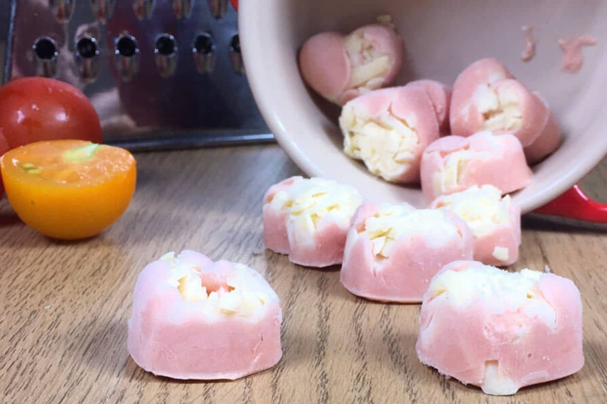 Frozen Pizza Treats for Dogs spread on the countertop.