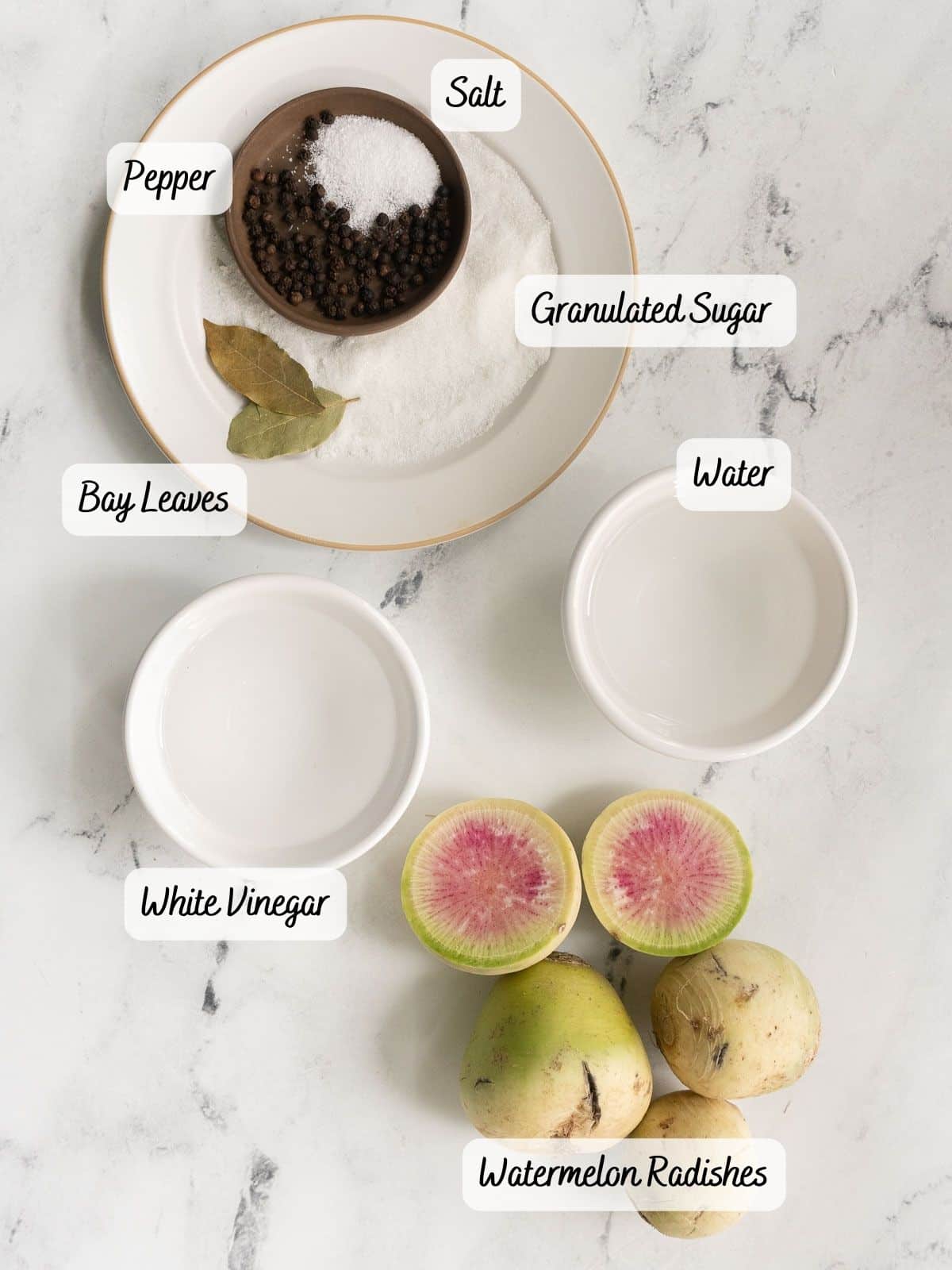 Recipe ingredients on a counter. 