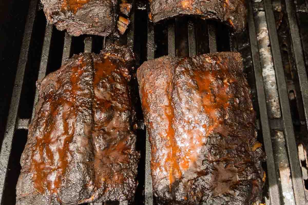 Baby back ribs in the grill.
