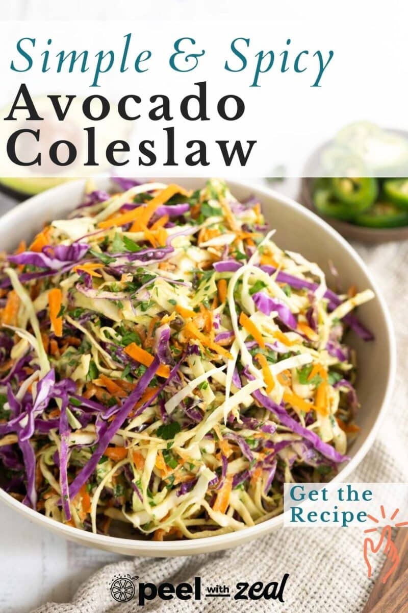 Avocado coleslaw in a bowl.