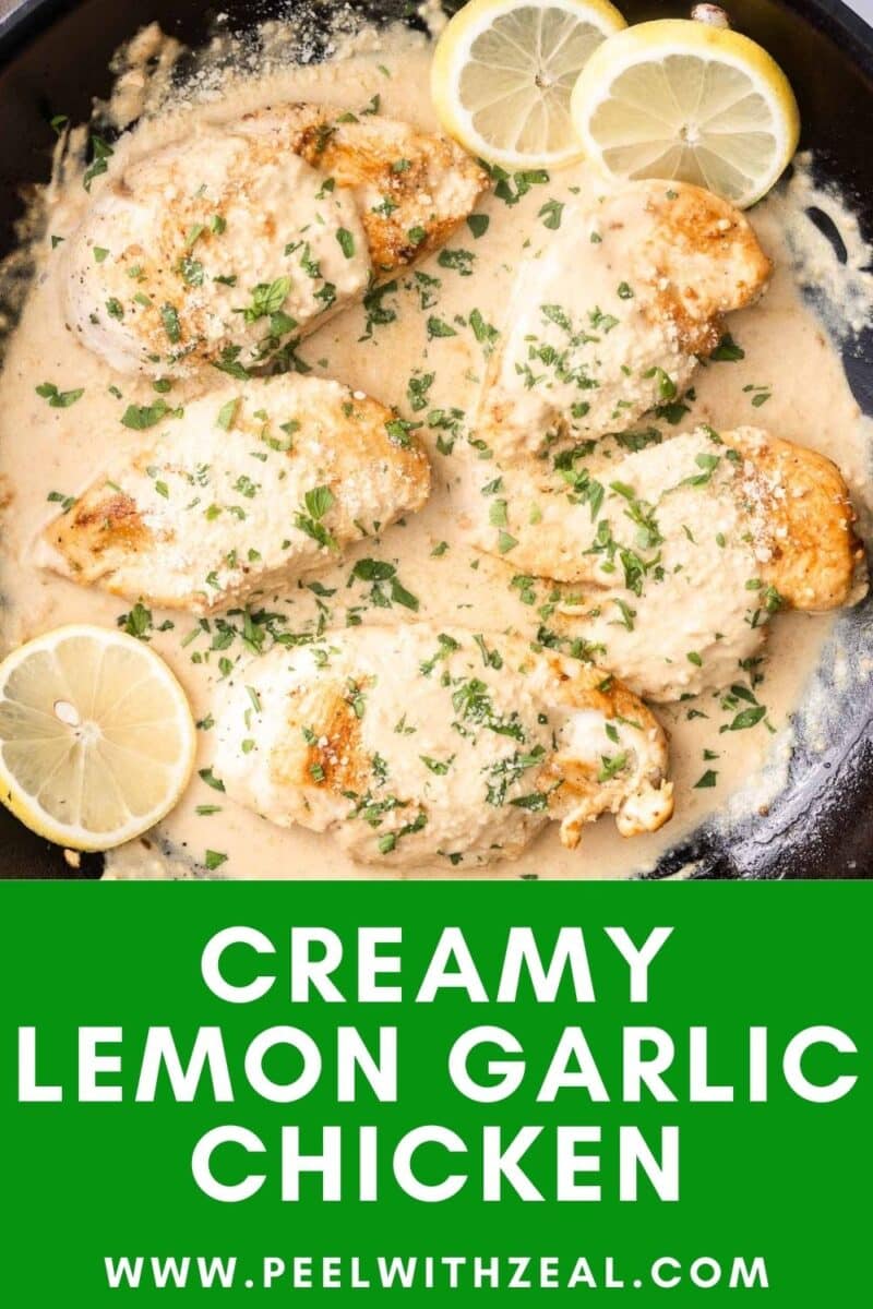 Creamy lemon garlic chicken with parmesan in a wok.