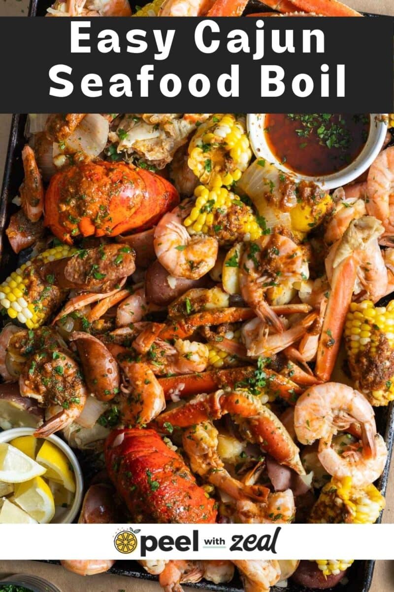Cajun Seafood Boil in a close-up shot.