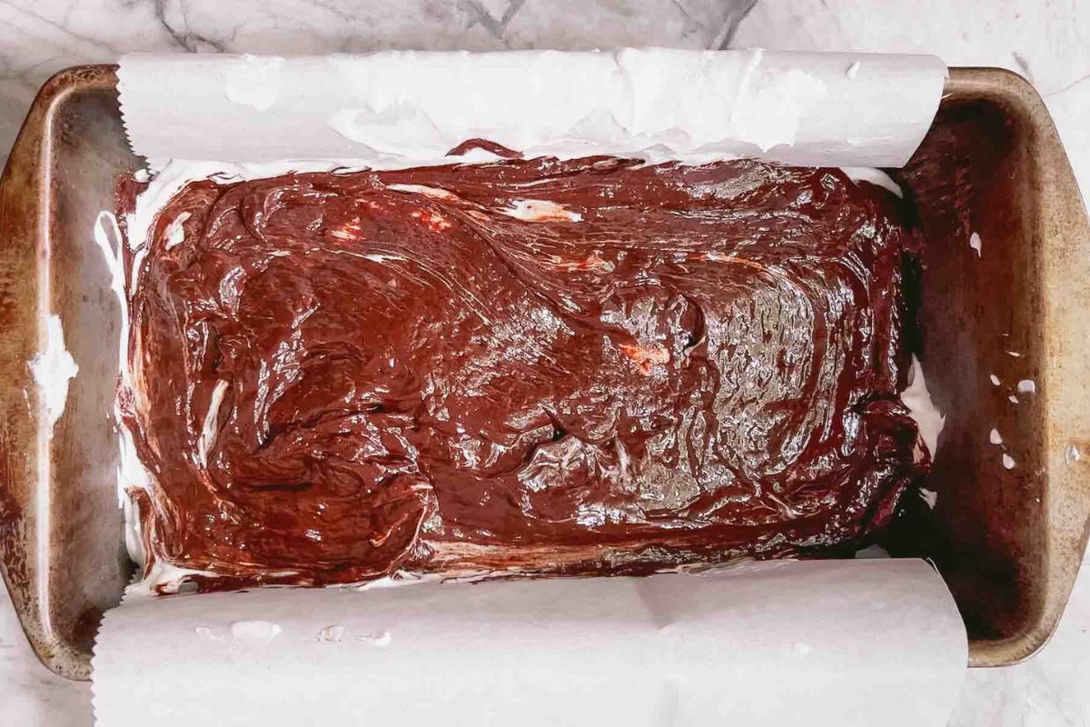 S'more icebox batter in a baking dish.