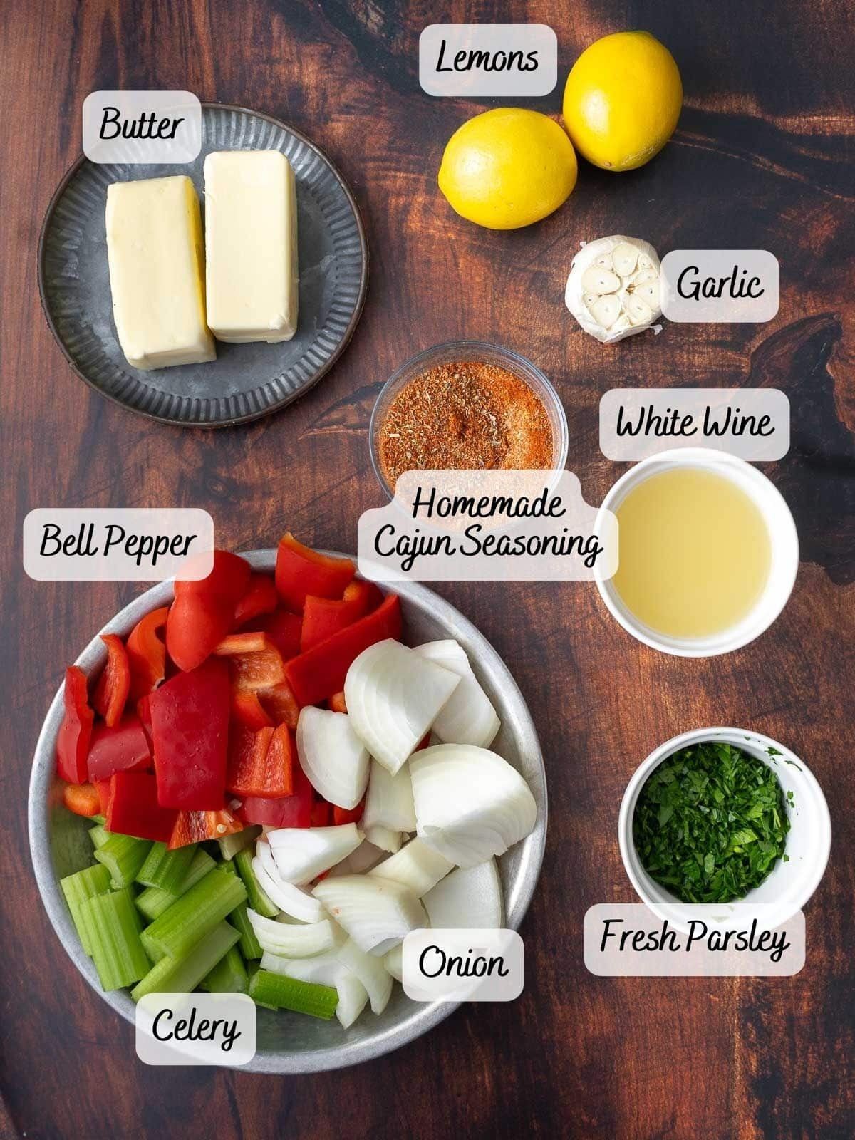 Ingredients of Cajun Turkey is well arranged on the countertop.