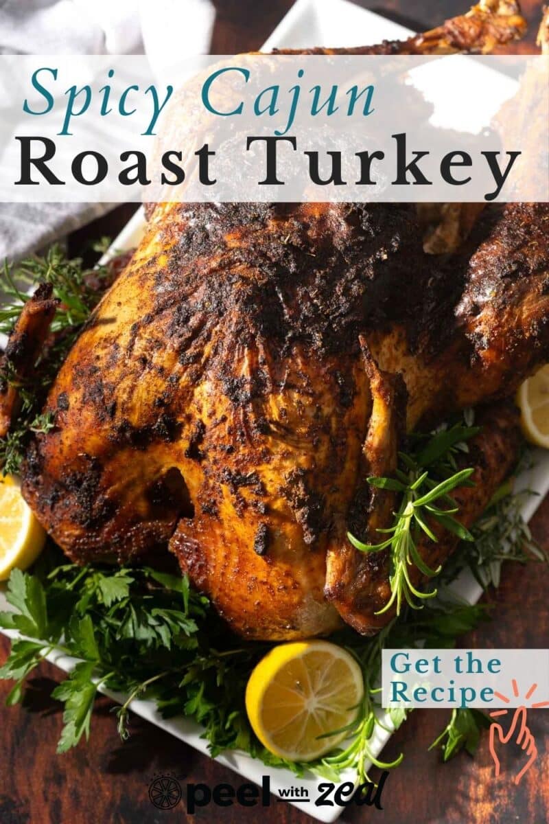 Spicy Cajun Turkey is being served on the table.