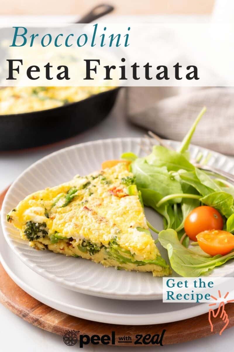 A portion of Broccolini Feta Fritata is being served on the dinner plate.