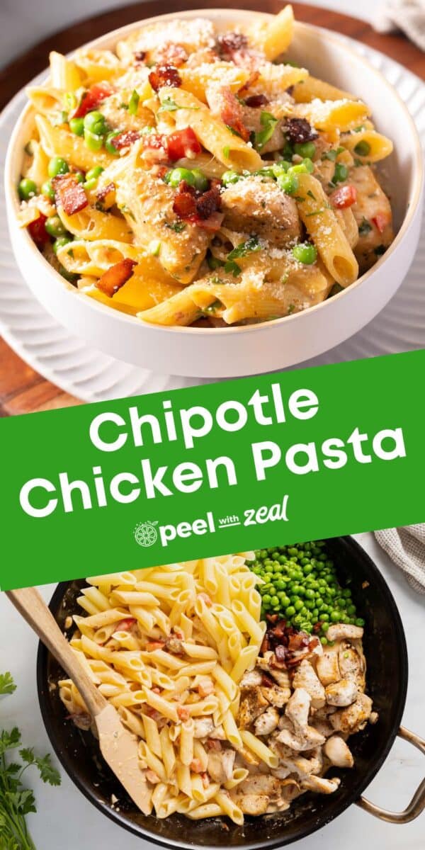 Creamy Chicken Pasta in bowl and the other one place in the wok.