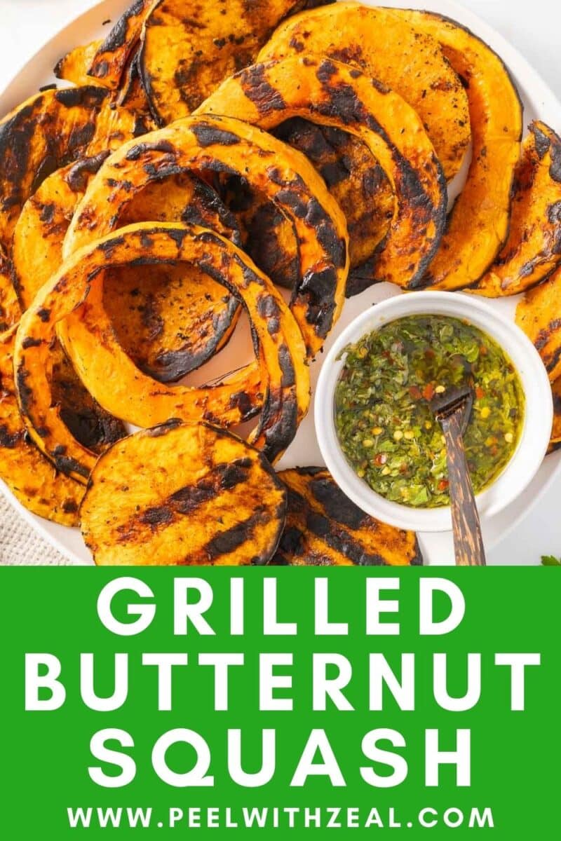 A portion of Grilled Butternut Squash is being served on the dinner plate.