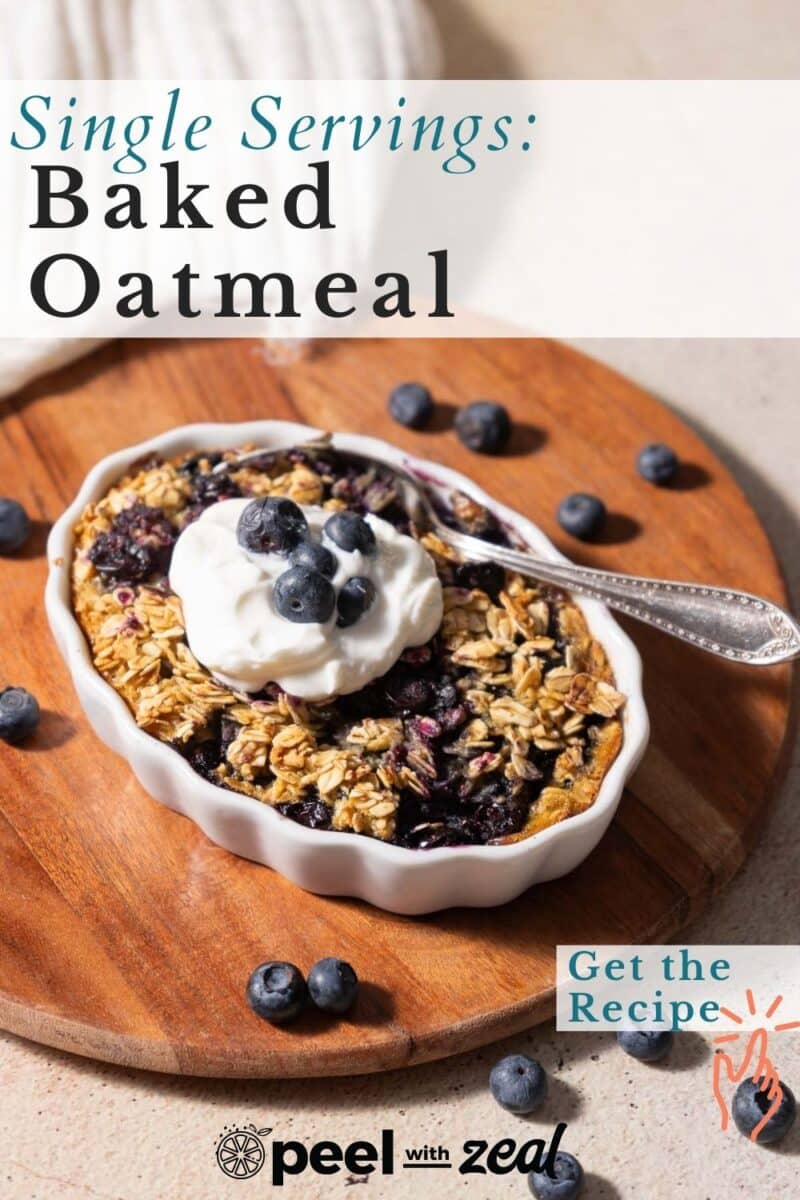 Baked Blueberry Oatmeal in a baking dish.
