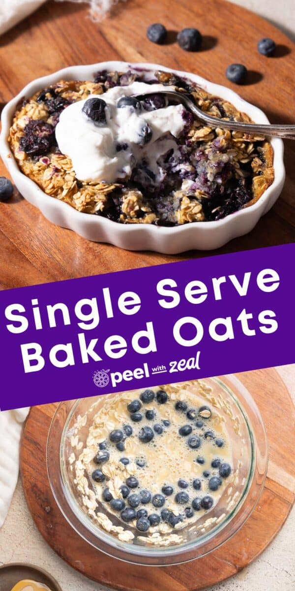 Baked Blueberry Oatmeal on a baking dish.