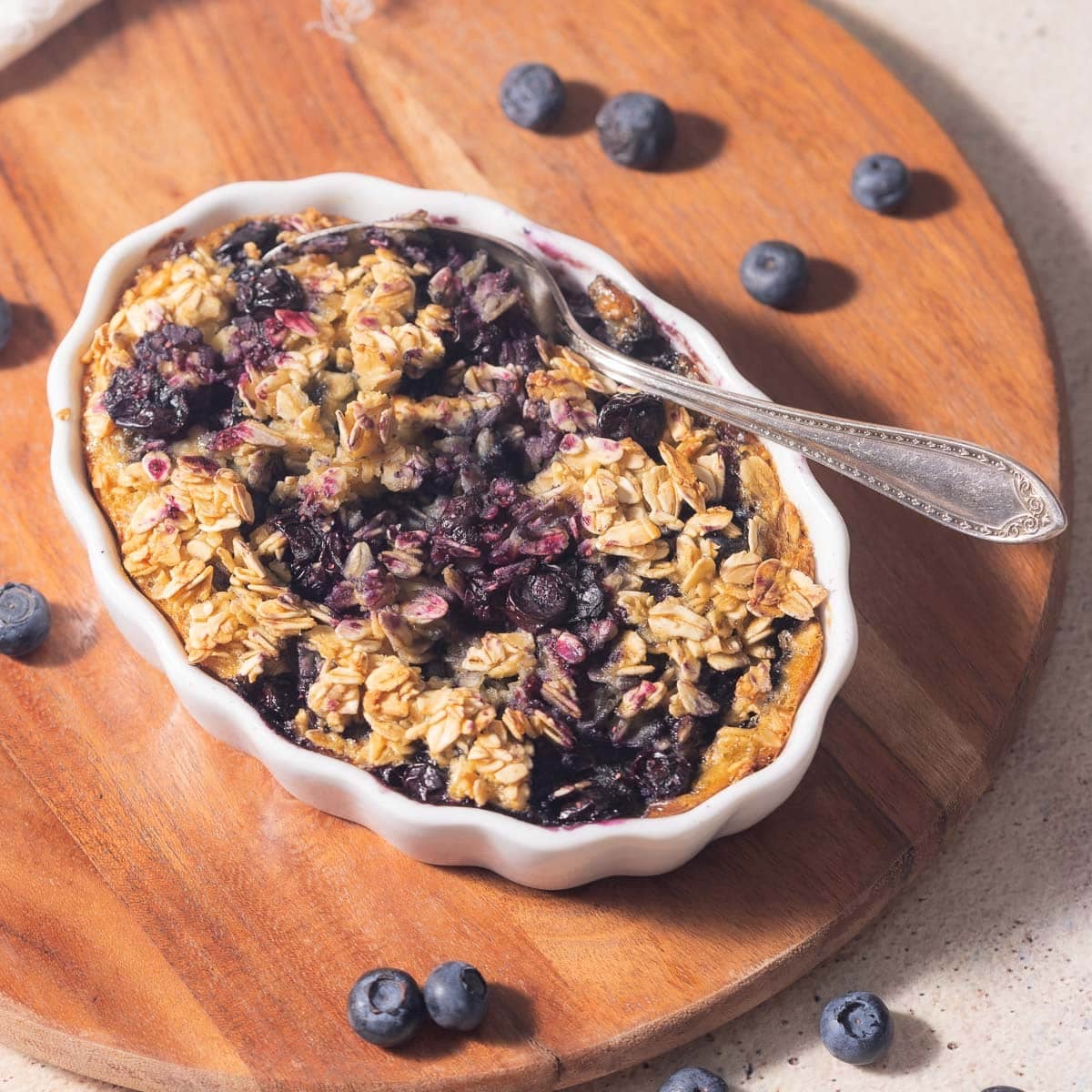 Baked oatmeal in a baking dish.