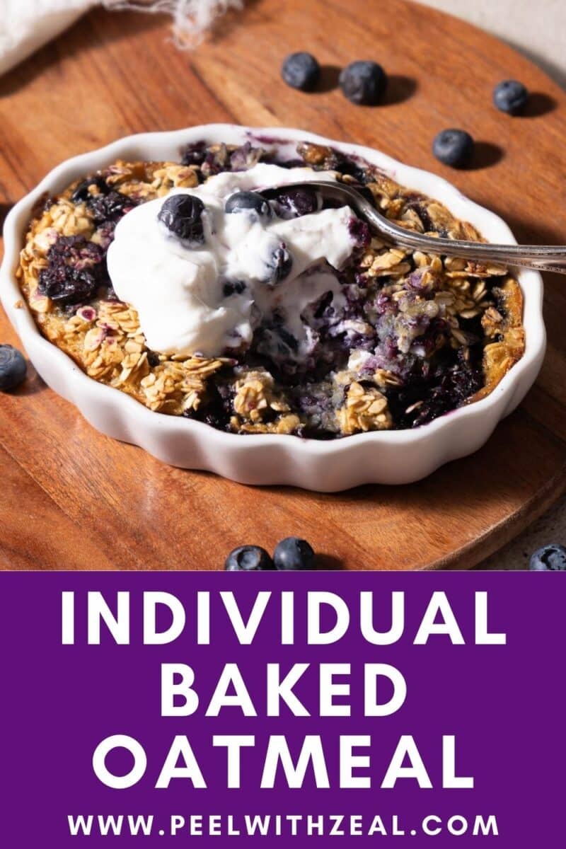 Baked Blueberry Oatmeal in a baking dish.