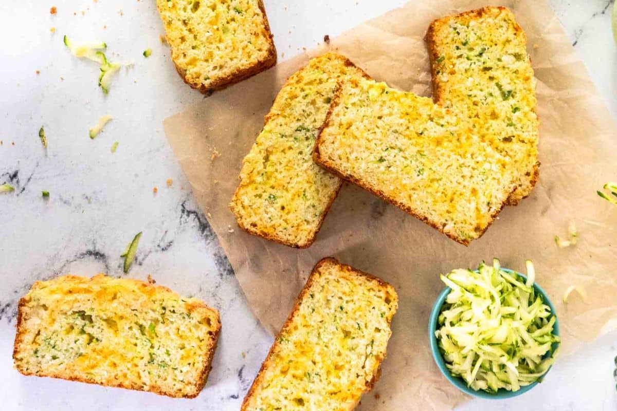 Slices of Zucchini Bread with Cheddar.