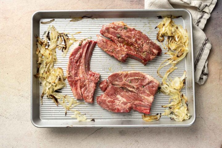 Baked Lamb Shoulder Chops with Caramelized Onions - Peel with Zeal