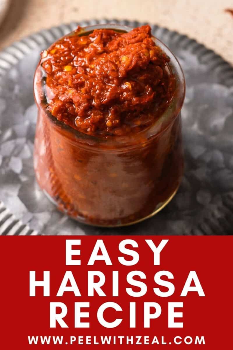 Homemade harissa paste in a jar.