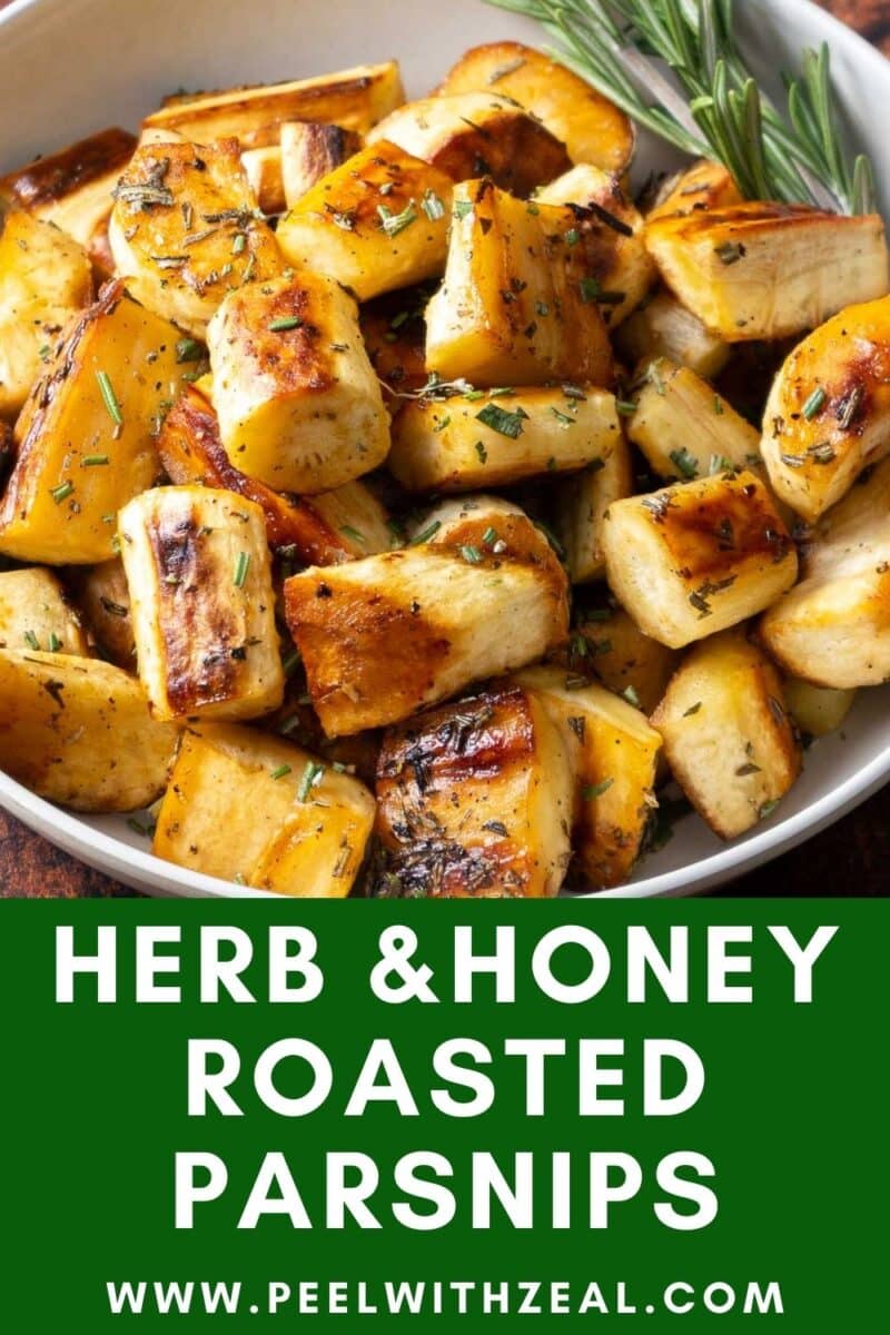 Honey parsnips in a bowl.