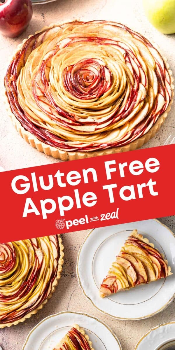 gluten free tart on a counter. with slices of pie.