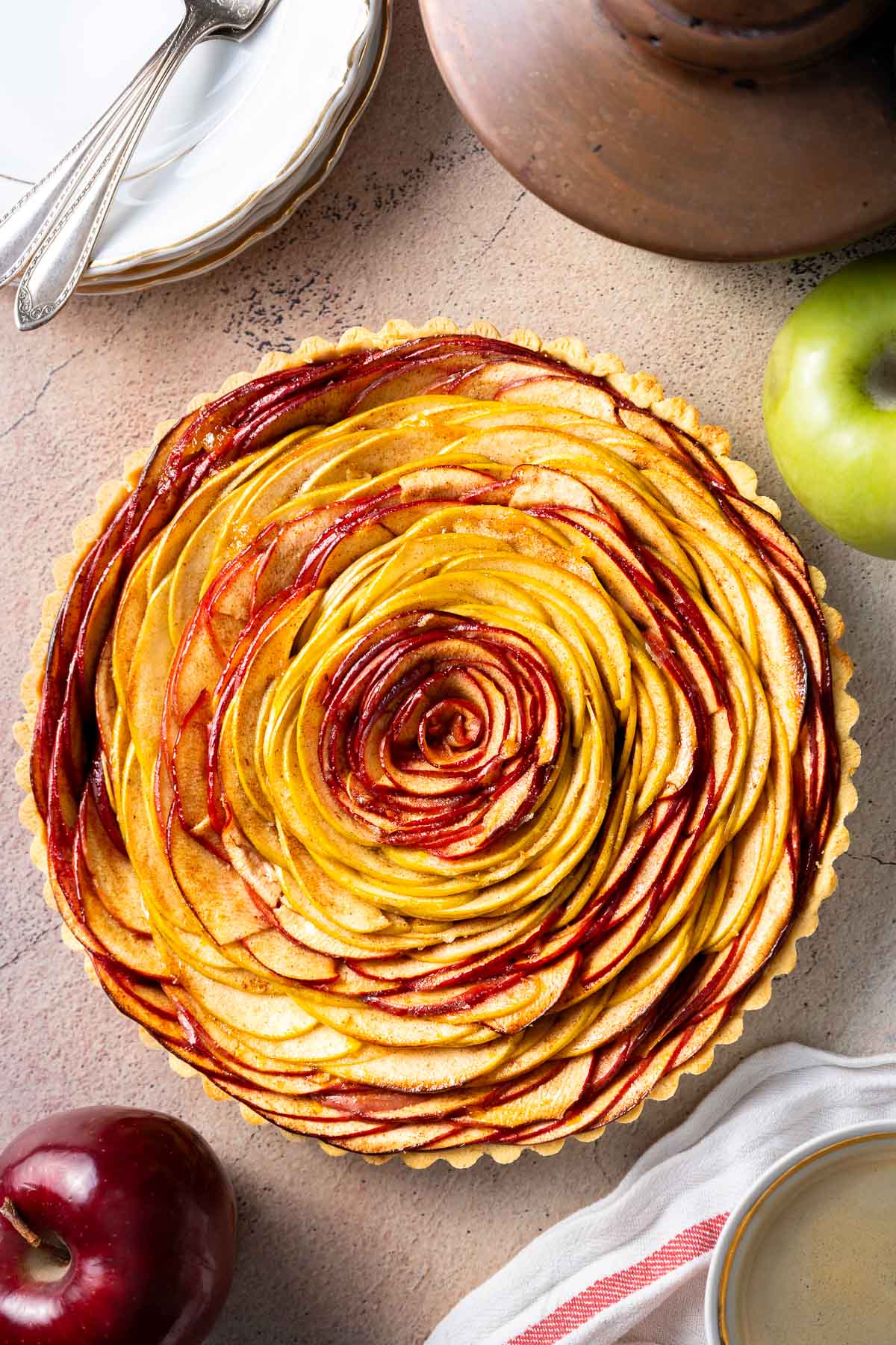 gluten free apple tart on a counter.