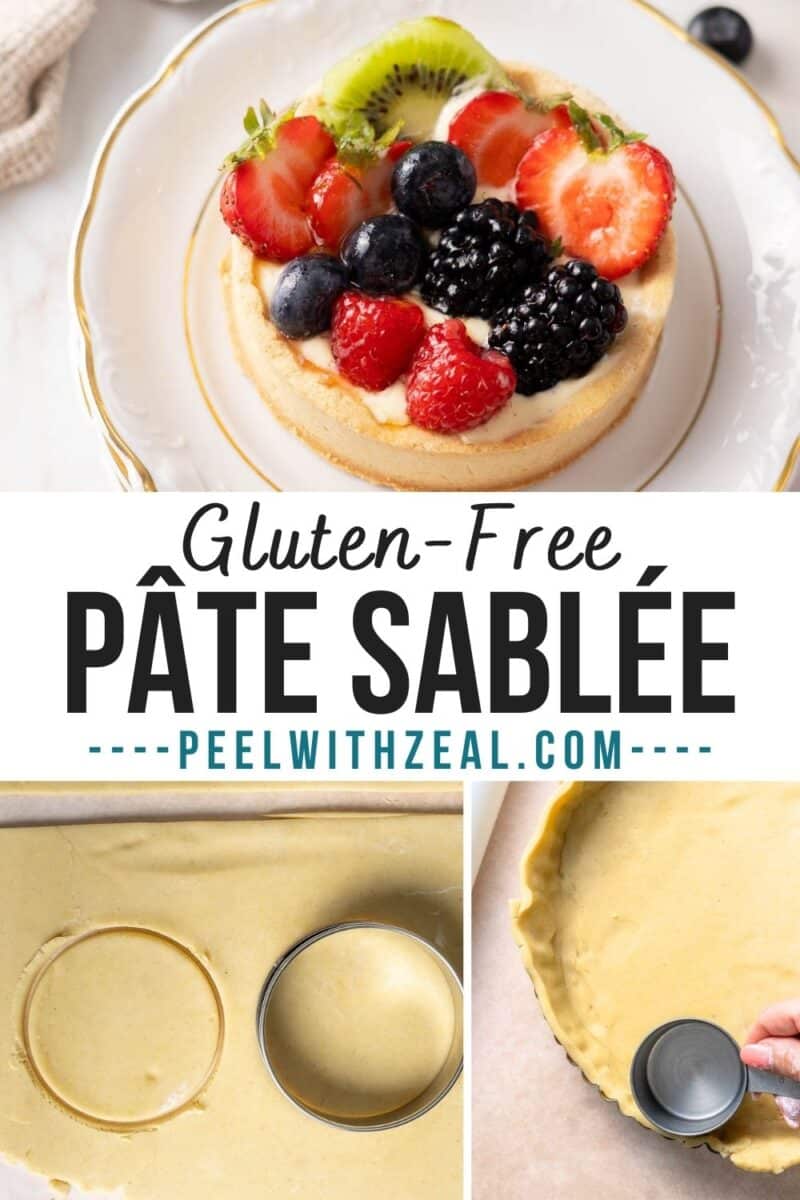 Gluten-free fruit tart on a plate.
