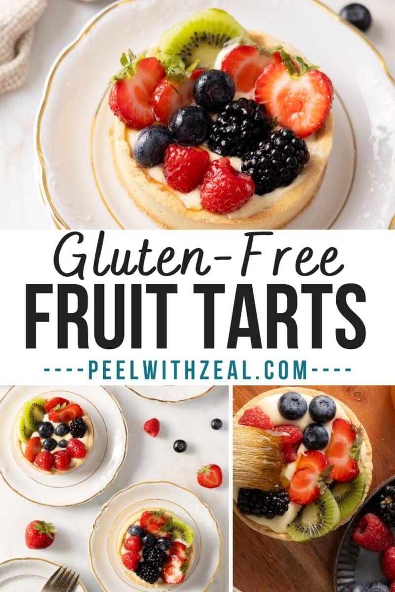 Gluten-free fruit tart on a plate.