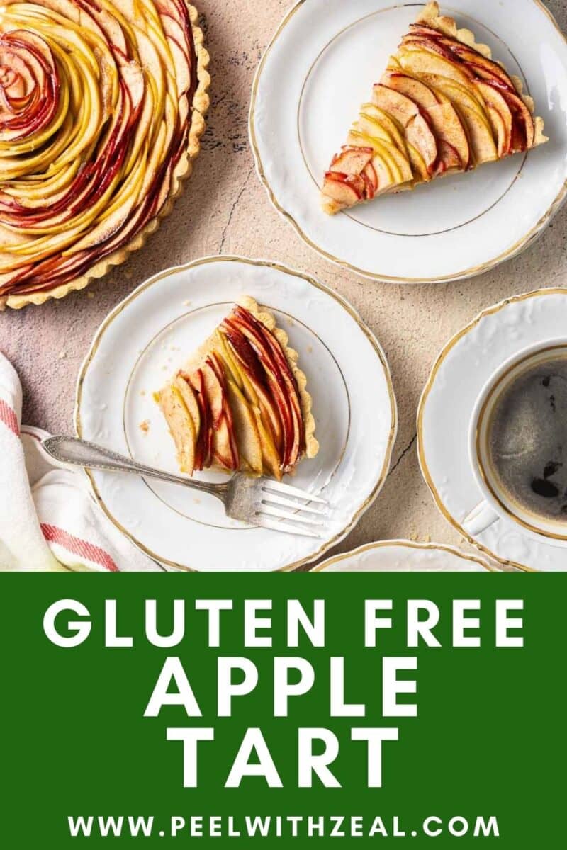 gluten free apple tart slices on plates.