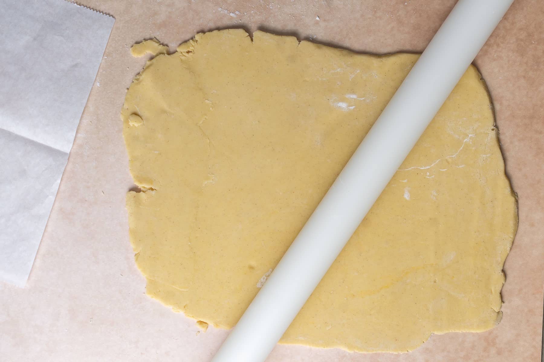 Rolling out the GF dough.