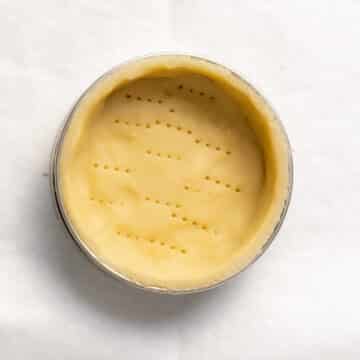 A gluten-free tart shell before baking.