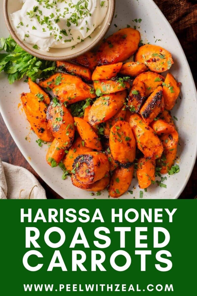 Plate of harissa carrots with parsley.