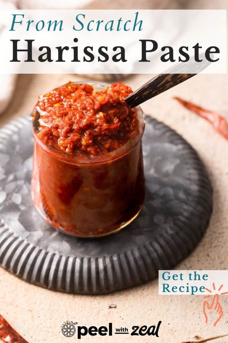 Homemade harissa paste in a jar.
